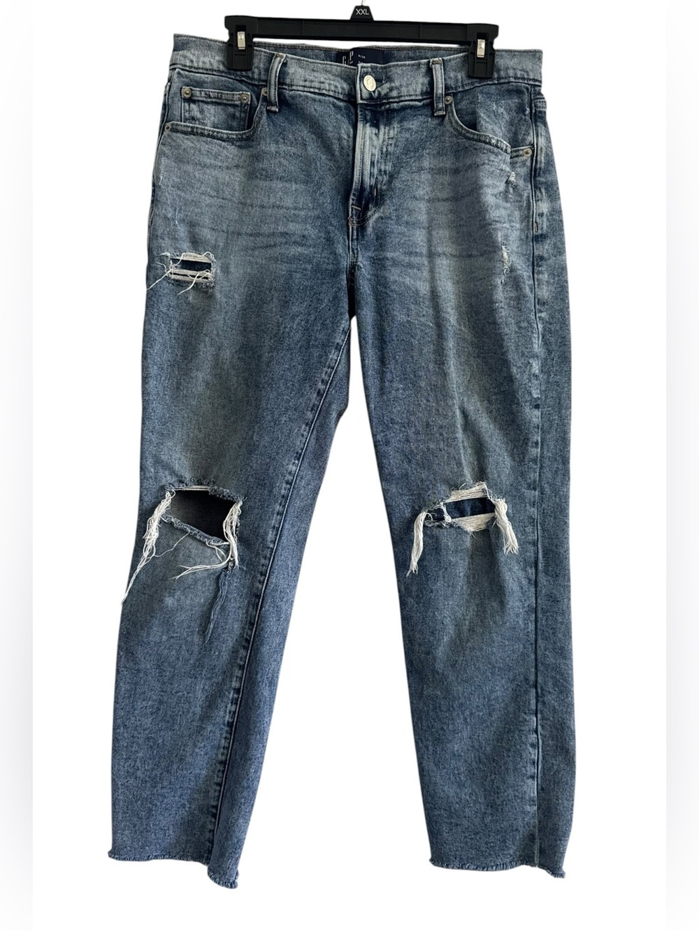 Gap Denim Blue Distressed Frayed Hem Jeans Size 8/29